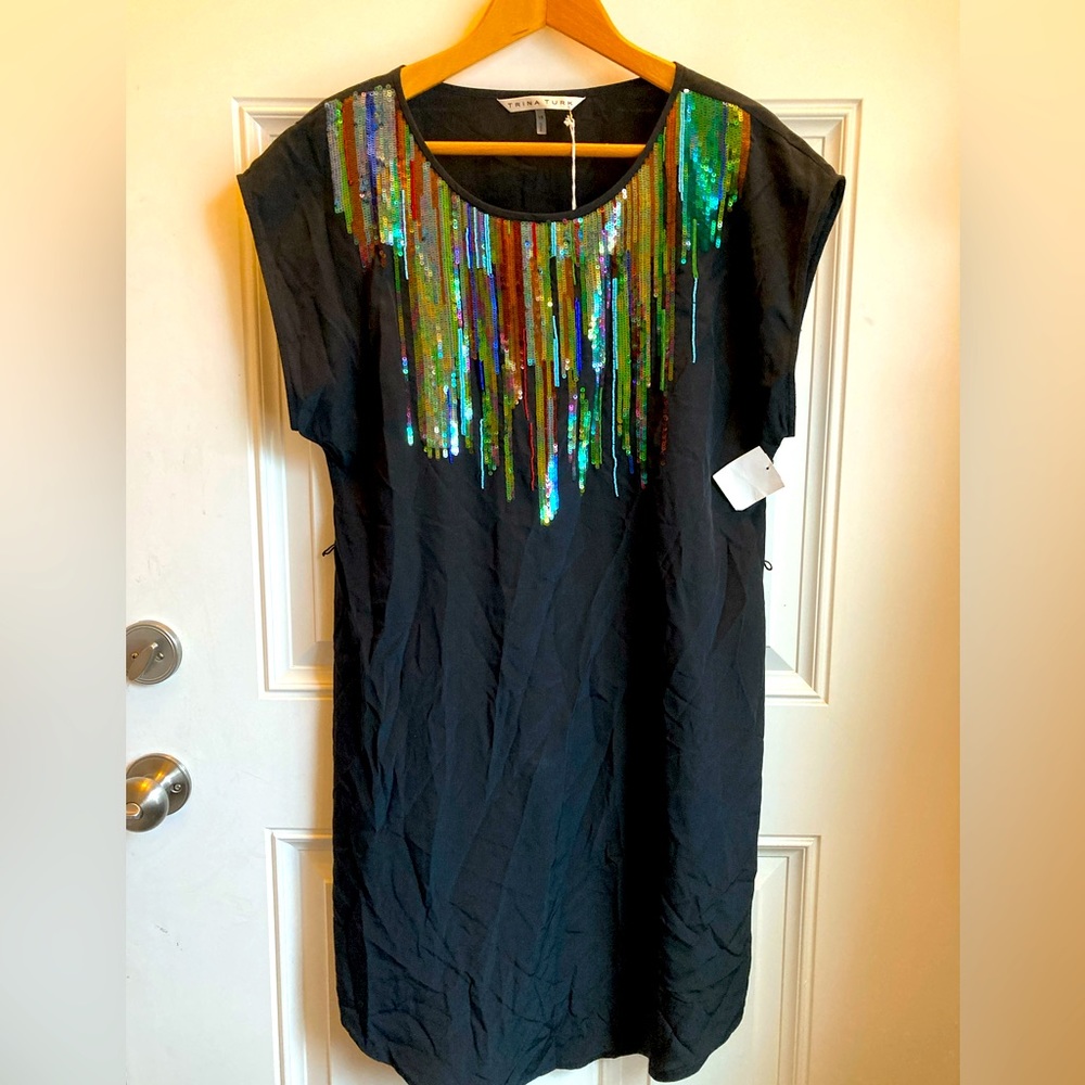 Trina Turk Shift Dress w/Sequins